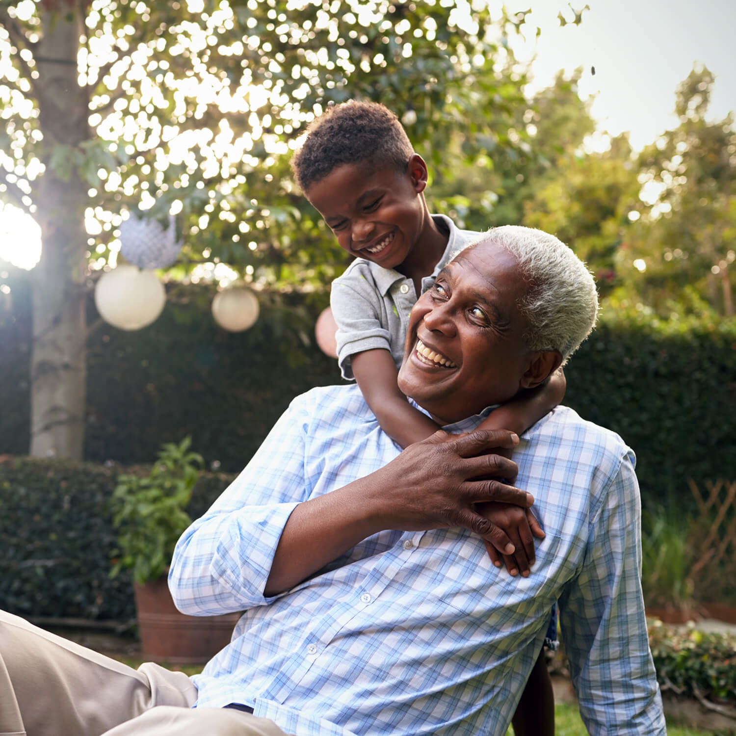 Senior Man and Grandson