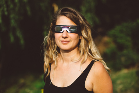 Woman Wearing Solar Eclipse Glasses